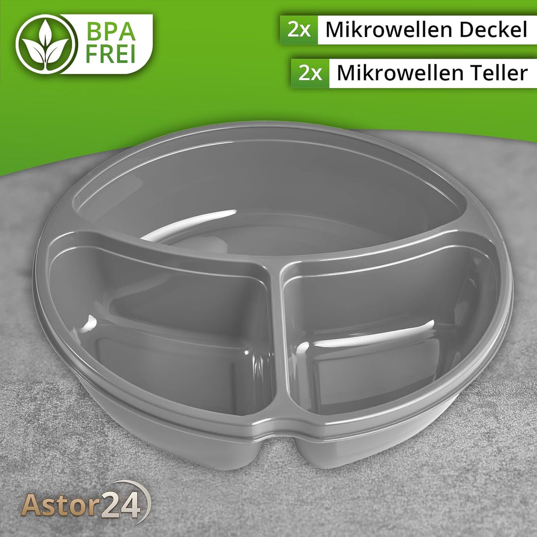 astor24 2er Set Mikrowellen Teller - Hohe Ausführung - Vorrats Dose Aufbewahrung Geschirr zum erhitz