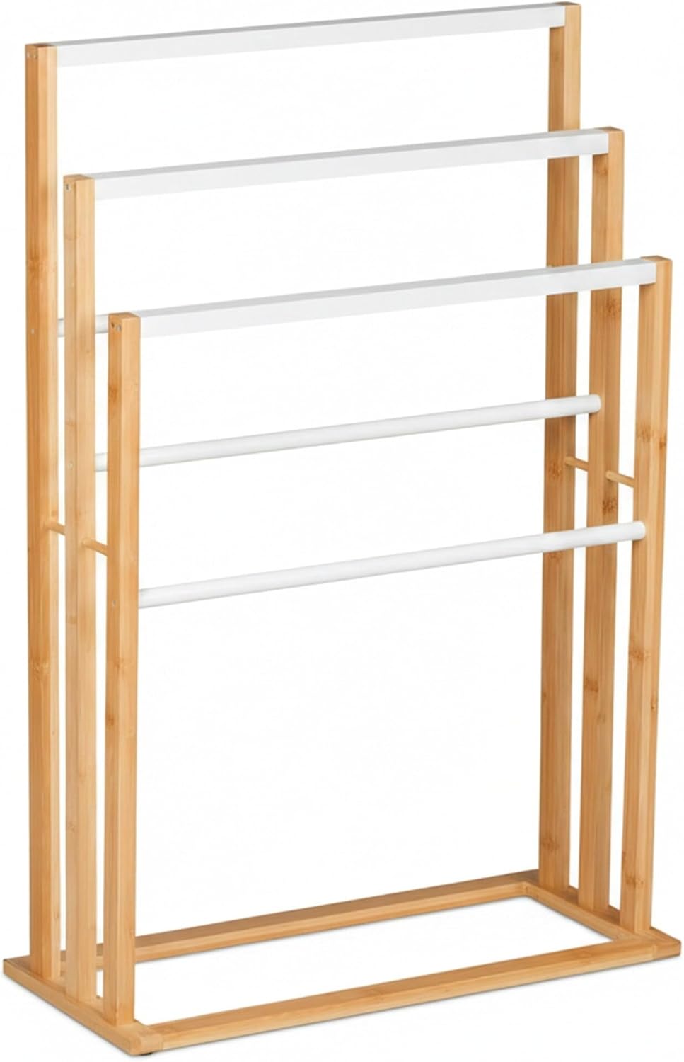 Relaxdays Handtuchständer, 6 Stangen, Bambus, H x B x T: 82 x 55 x 24 cm, freistehend, Bad Duschtuch