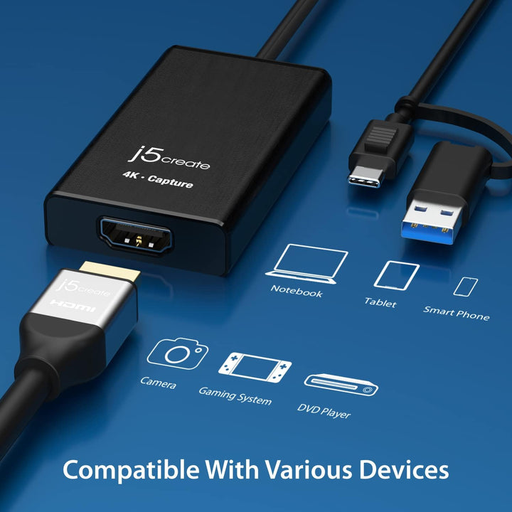 j5create 4K HDMI Video Capture Karte, DSLR Cam Link, Game Capture Adapter für Game Live, Broadcastin