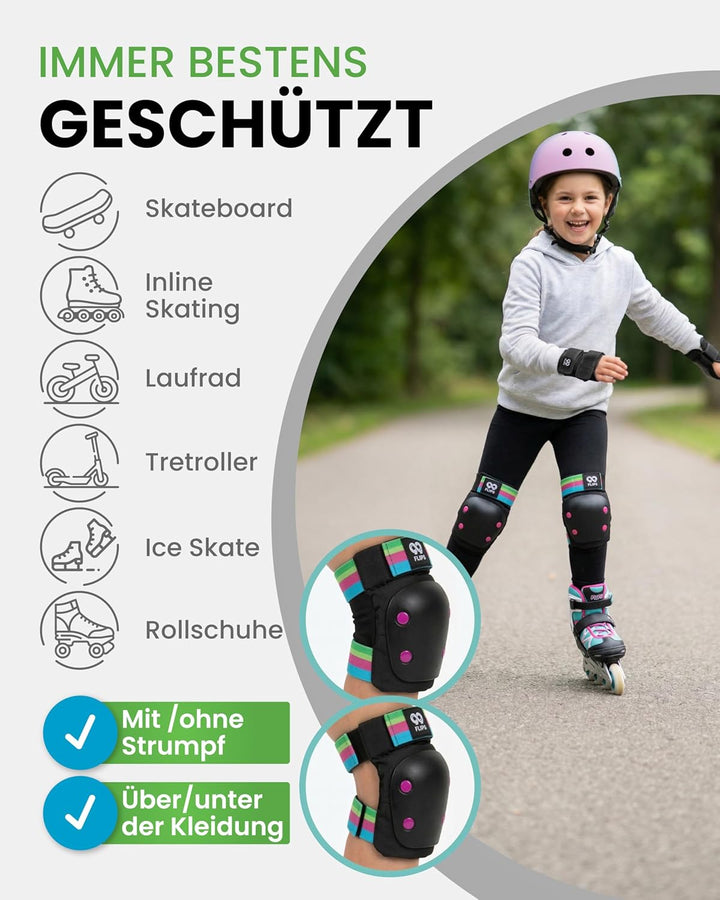 99FLIPS Protektoren Kinder Knieschoner Kinder - Schoner Inliner Set - Schutzausrüstung - Knie und El