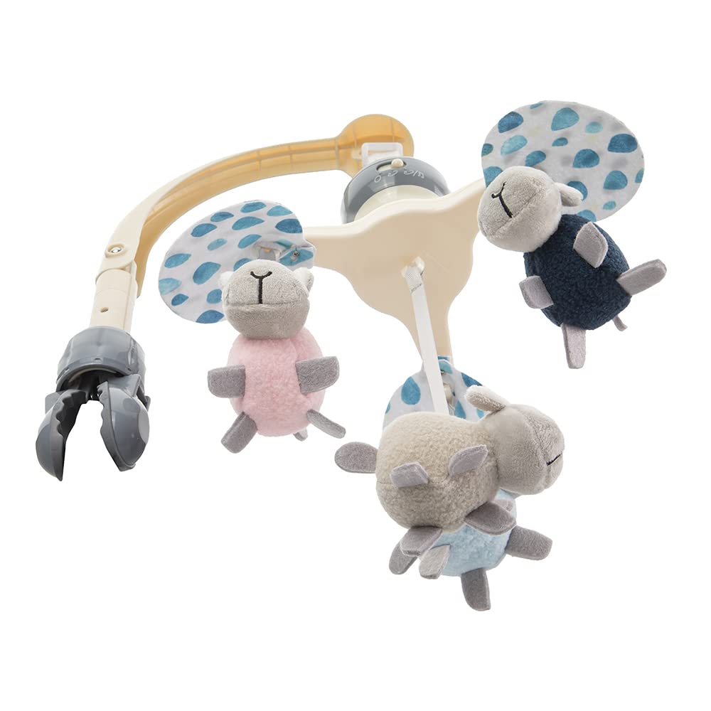 MoMi KIKI Baby-Mobile Spielkarussell mit 4 sensorischen Spielzeugen, schnelle Montage, 5 Melodien +