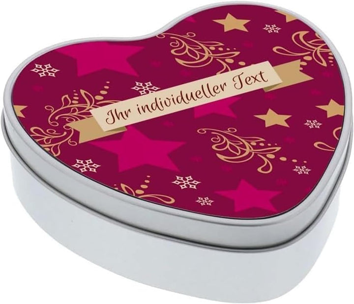 STEMPEL-FABRIK Geschenkdose in Herzform mit Aufdruck - Design Sterne - Keksdose - Plätzchendose - Me