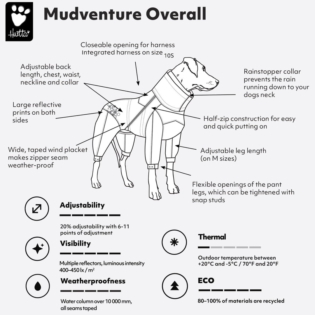 Hurtta Mudventure Overall ECO, Hunderegenmantel, Wasserdicht, Cinnamon-Orange, 50M 50M Cinnamon, 50M