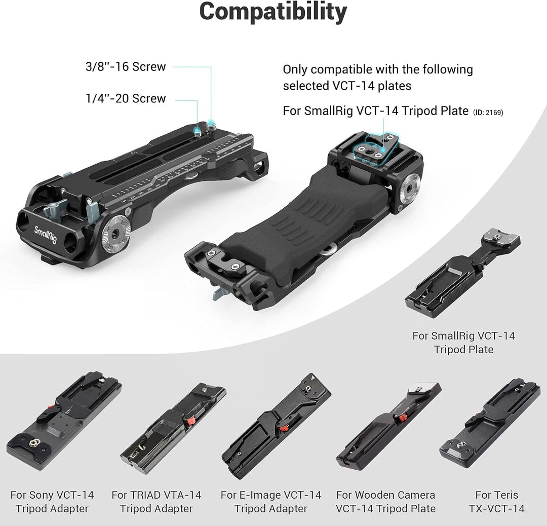 SMALLRIG Schulterplatte mit Schnellverschluss für Sony VCT-14 Stativadapter mit eingebauter Rosetten