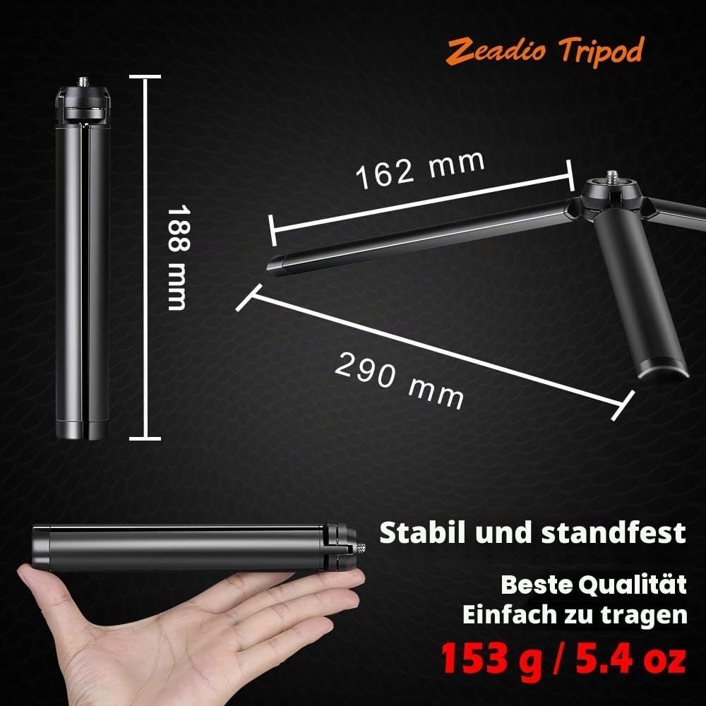 Zeadio Metall Mini-Stativ, Desktop Tabletop Stativ für Glatte 4, Crane Plus, Crane 2, Osmo Mobile, R