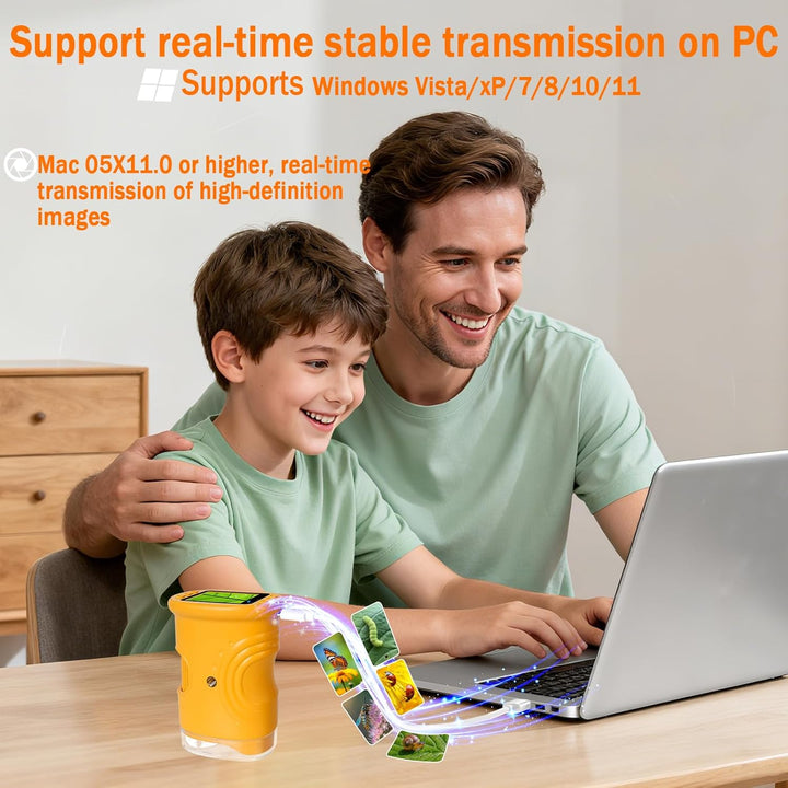 LURICO Digitales Mikroskop für Kinder, 1000X tragbares Taschenmikroskop mit 4K 2.0" Bildschirm Kinde