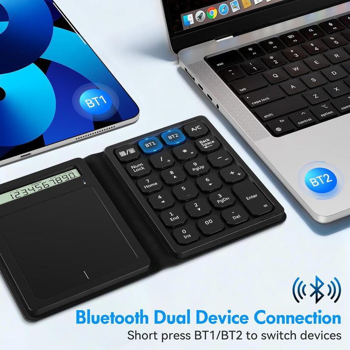 Bluetooth Numpad, Luckits Tragbar Ziffernblock kabellos mit Display & Touchpad-Rechner 23 Tasten Fal