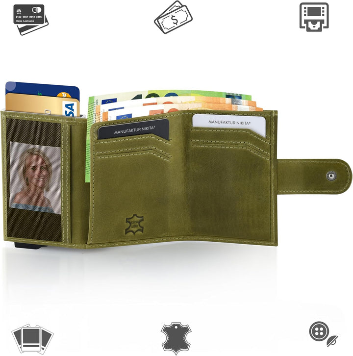 Manufaktur Nikita® Kreditkartenetui Echtleder | Geldbörse mit RFID-Schutz | Wallet für 10 Karten | f