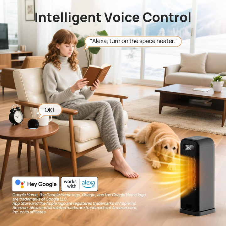 Energiesparender Heizlüfter, 1500W Tragbare PTC Keramik Heizlüfter Leise, 70° Oszillierwaend, 12-Std