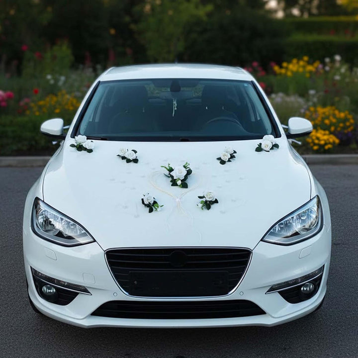 LIEBESHERZEN Braut Paar Rose Deko Dekoration Autoschmuck Hochzeit Car Auto Wedding Deko Girlande PKW