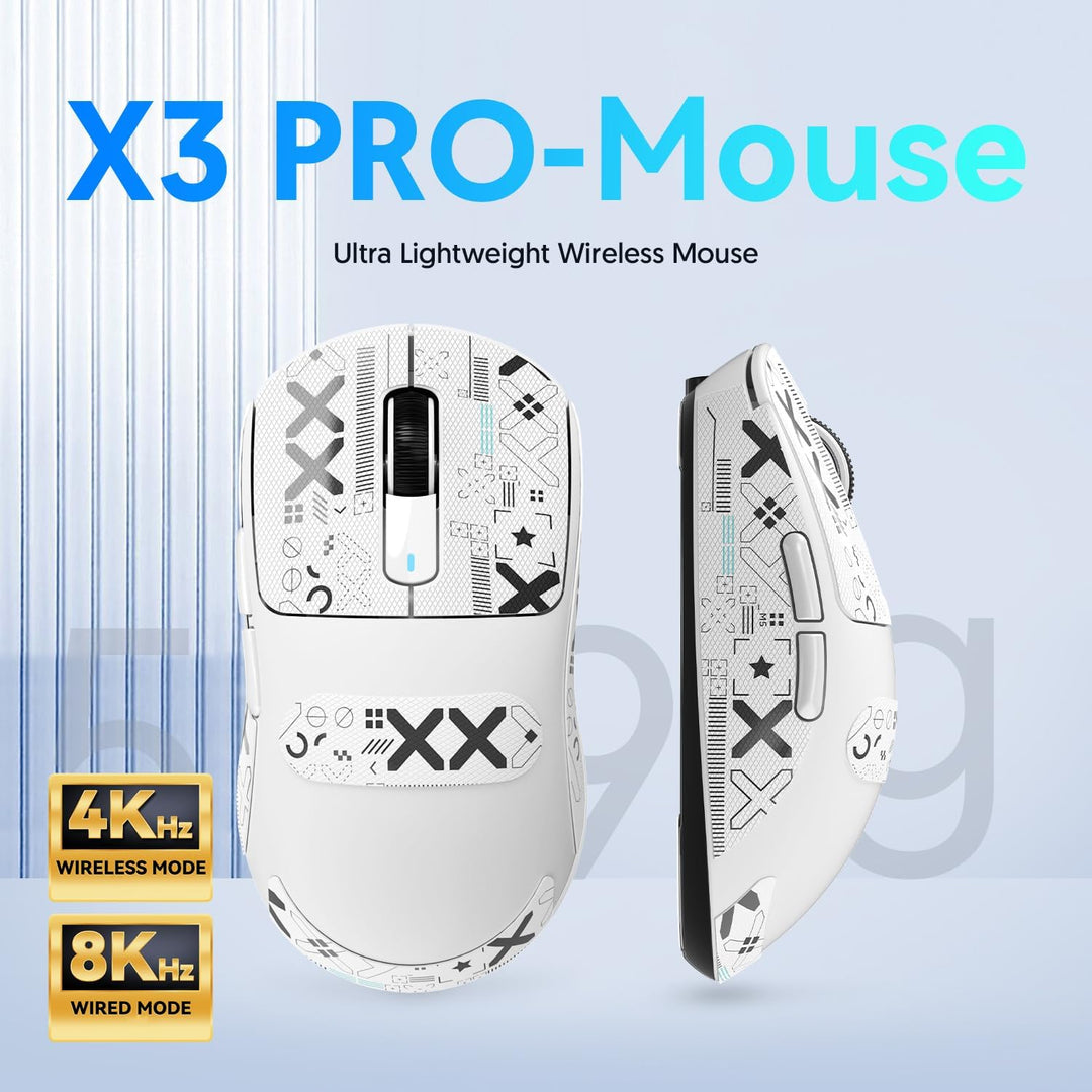 ATTACK SHARK X3 Pro 4K/8K Hz Maus, 49 g SUPERLEICHT, PixArt PAW3395 Gaming-Sensor, BT/2,4G kabellose