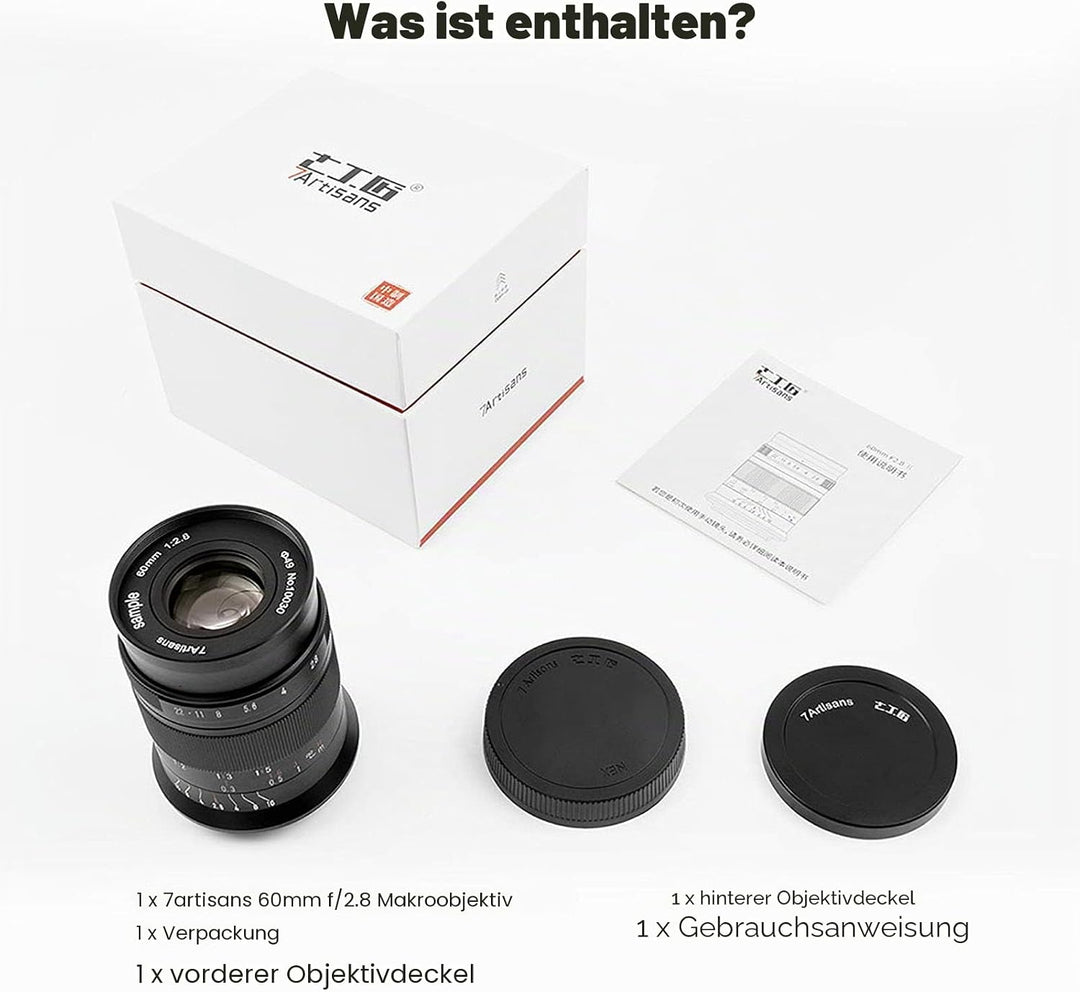 7artisans 60mm F2.8 II APS-C Format Makro-Objektiv, Kompatibel mit Sony E-Mount-Kameras Kameras Sony