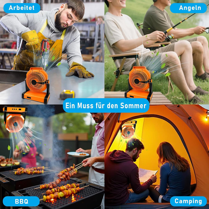 Kempinkový ventilátor 2026, stolní ventilátor s háčkem, otočení o 270°,Mit Sprachsteuerungsventilato