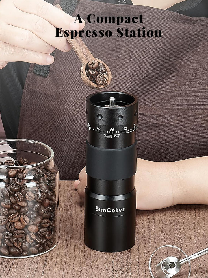 Manuelle Kaffeemühle mit 16μm externer Mahlgradeinstellung, Präzisionsmühle für Espresso & Pour Over