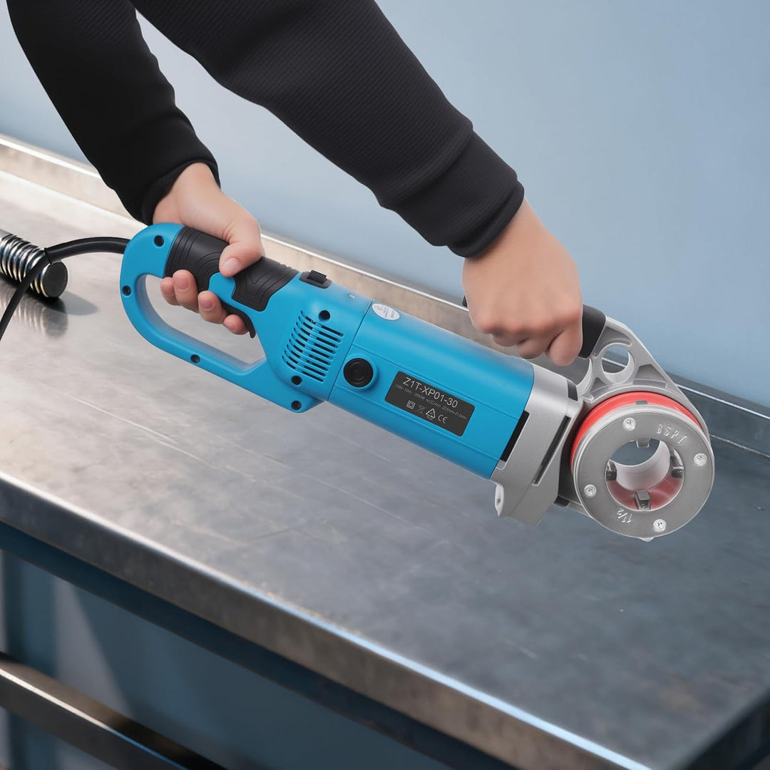 Gewindeschneidkluppe Tragbare Gewindeschneidmaschine Elektrisch 2300W Rohrgewindeschneider mit 4 Mat