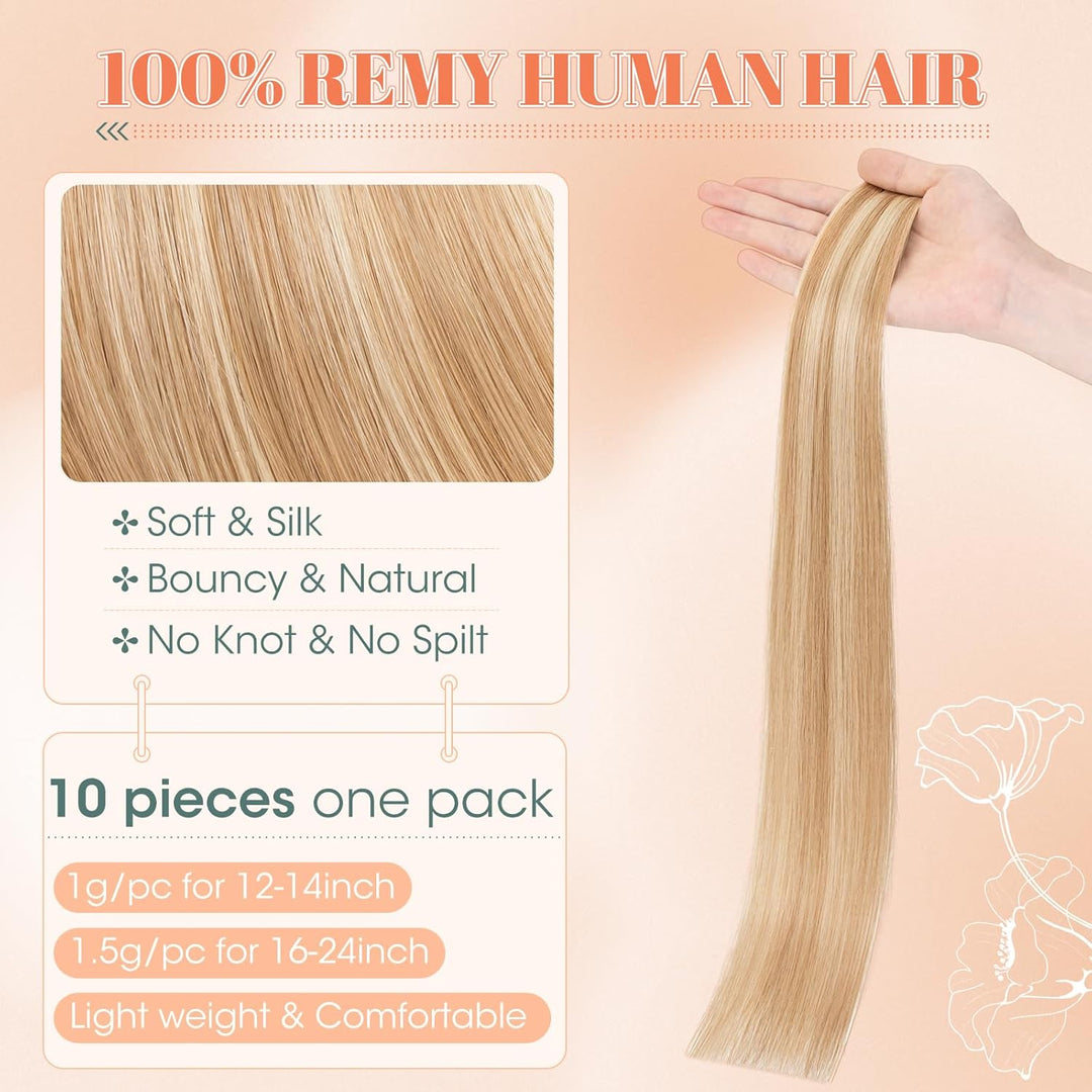 Benehair Tape in Extensions Echthaar, Invisible Tape Extensions Echt Haar, 30CM Haarverlängerung Ech