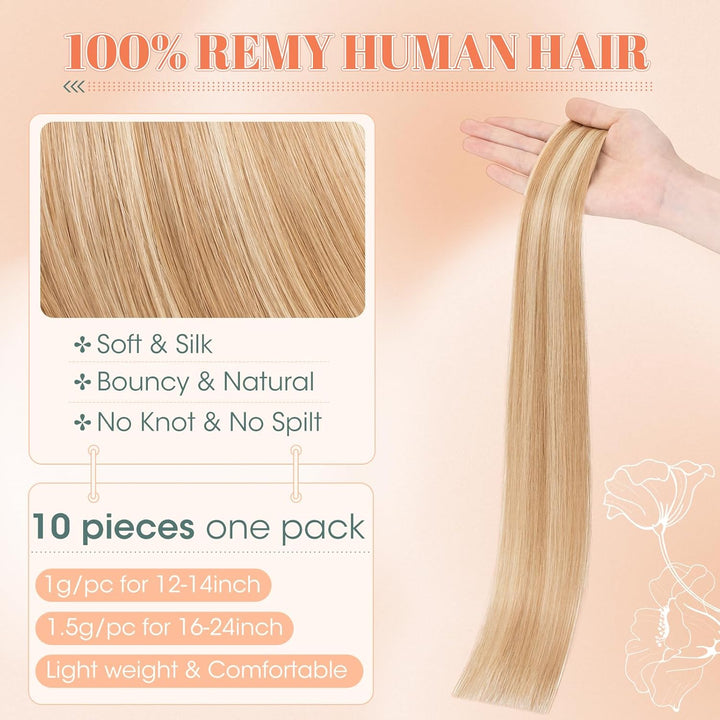 Benehair Tape in Extensions Echthaar, Invisible Tape Extensions Echt Haar, 30CM Haarverlängerung Ech