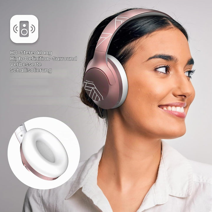 PowerLocus Bluetooth Kopfhörer Over Ear, 50 Std Spielzeit, 4 EQ-Modi, Kopfhörer Kabellos Faltbarer m
