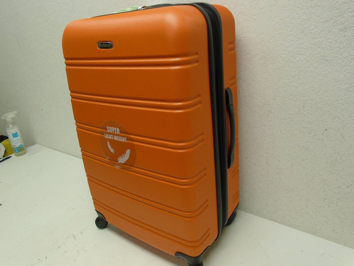 Rockland Melbourne Hardside Erweiterbares Spinner-Rad Gepäck, Orange/Abendrot im Zickzackmuster (Sun