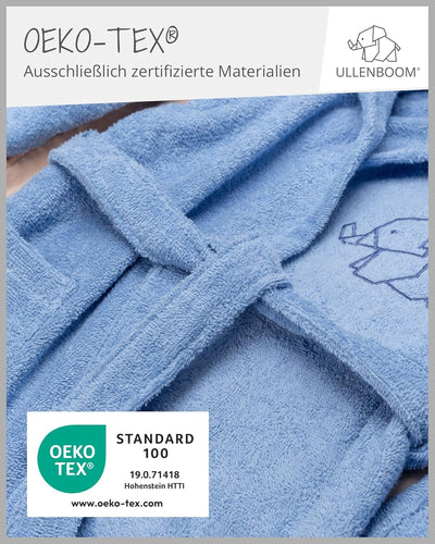 ULLENBOOM Bademantel Kinder, Frottee aus 100% Baumwolle (OEKO-TEX zertifiziert), Made in EU - Badeha