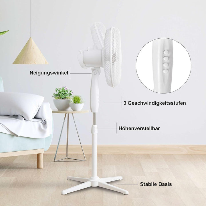 EXTRALINK Standventilator, Ventilator mit 3 Geschwindigkeitsstufen Durchmesser 40 cm Höhenverstellba