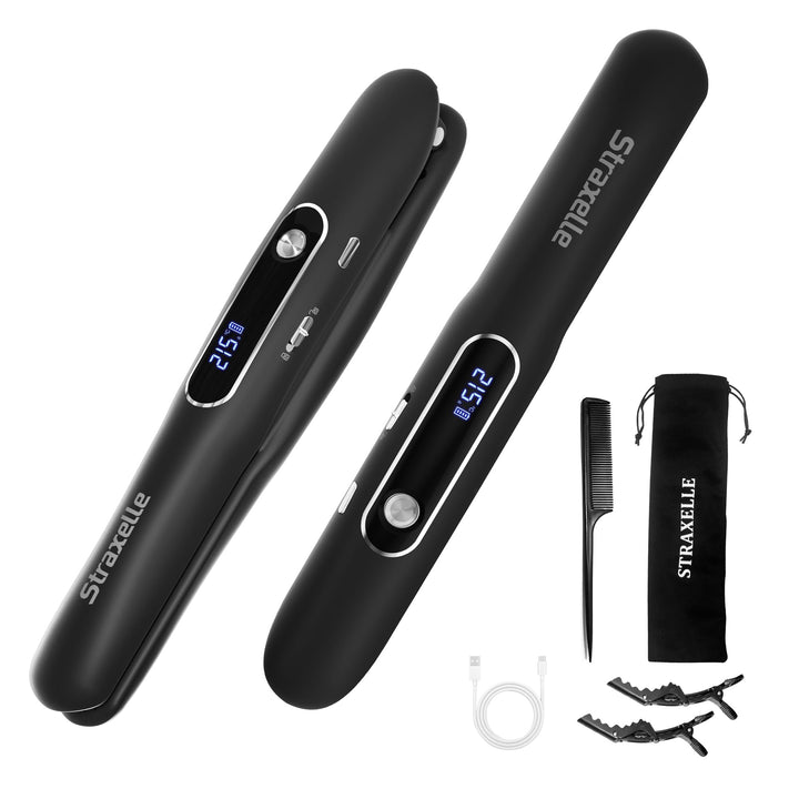 Mini Glätteisen Kabellos und Lockenstab, 2 in 1 Glätteisen Locken und Glätten 175°C-215°C, 5000mAh R