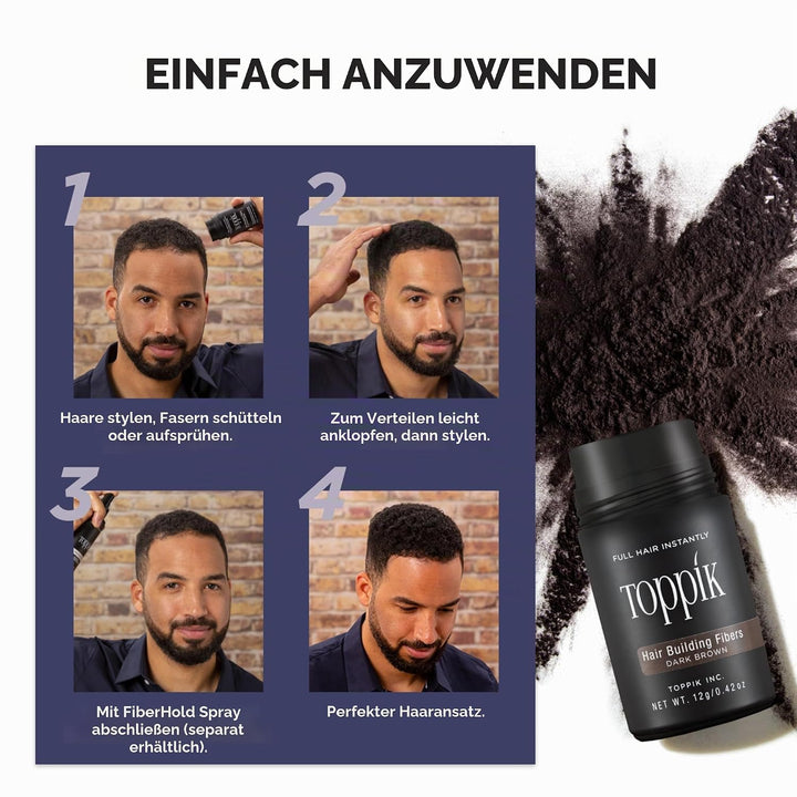 Toppik Haarfasern 55 g, Hellbraun, natürlich gewonnene Fasern aus Keratin für voller aussehendes Haa