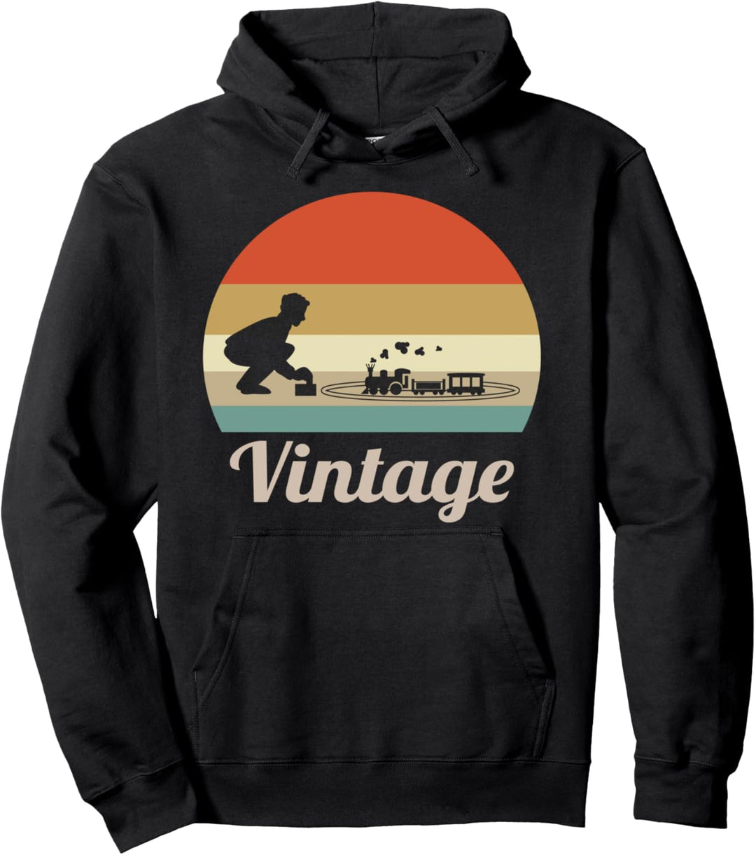 Modelleisenbahn Eisenbahn Lokomotive Fun Vintage Retro Style Pullover Hoodie