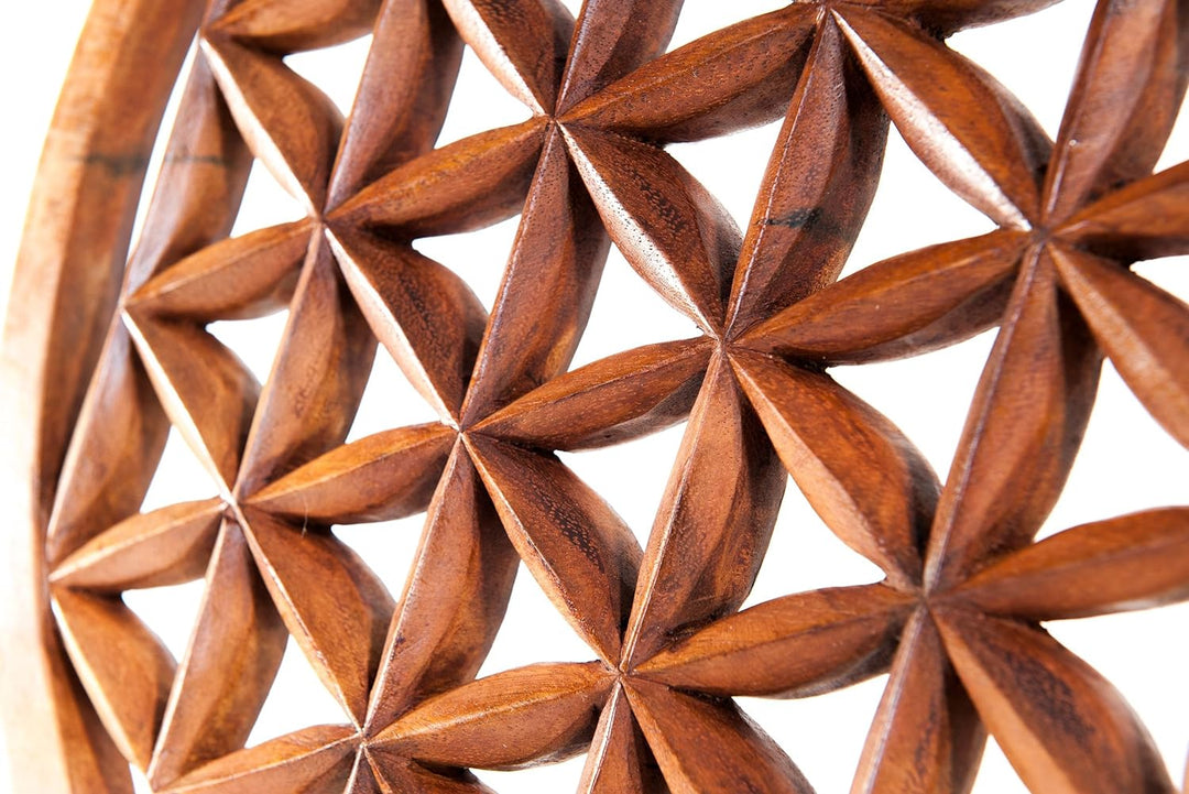 Windalf Grosses Wandbild BLUME DES LEBENS Ø 40 cm Lebensblume Energiebild Holzbild Handarbeit aus Ho