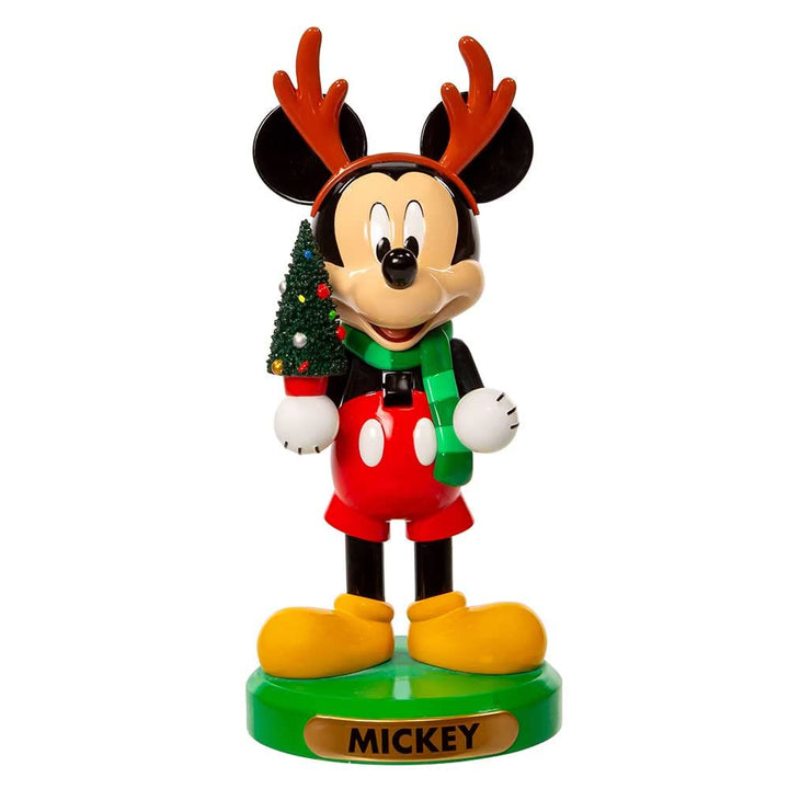 Kurt Adler Disney© Mickey Mouse mit Baum Nussknacker, 15,2 cm | Offiziell lizenzierte Weihnachtsdeko