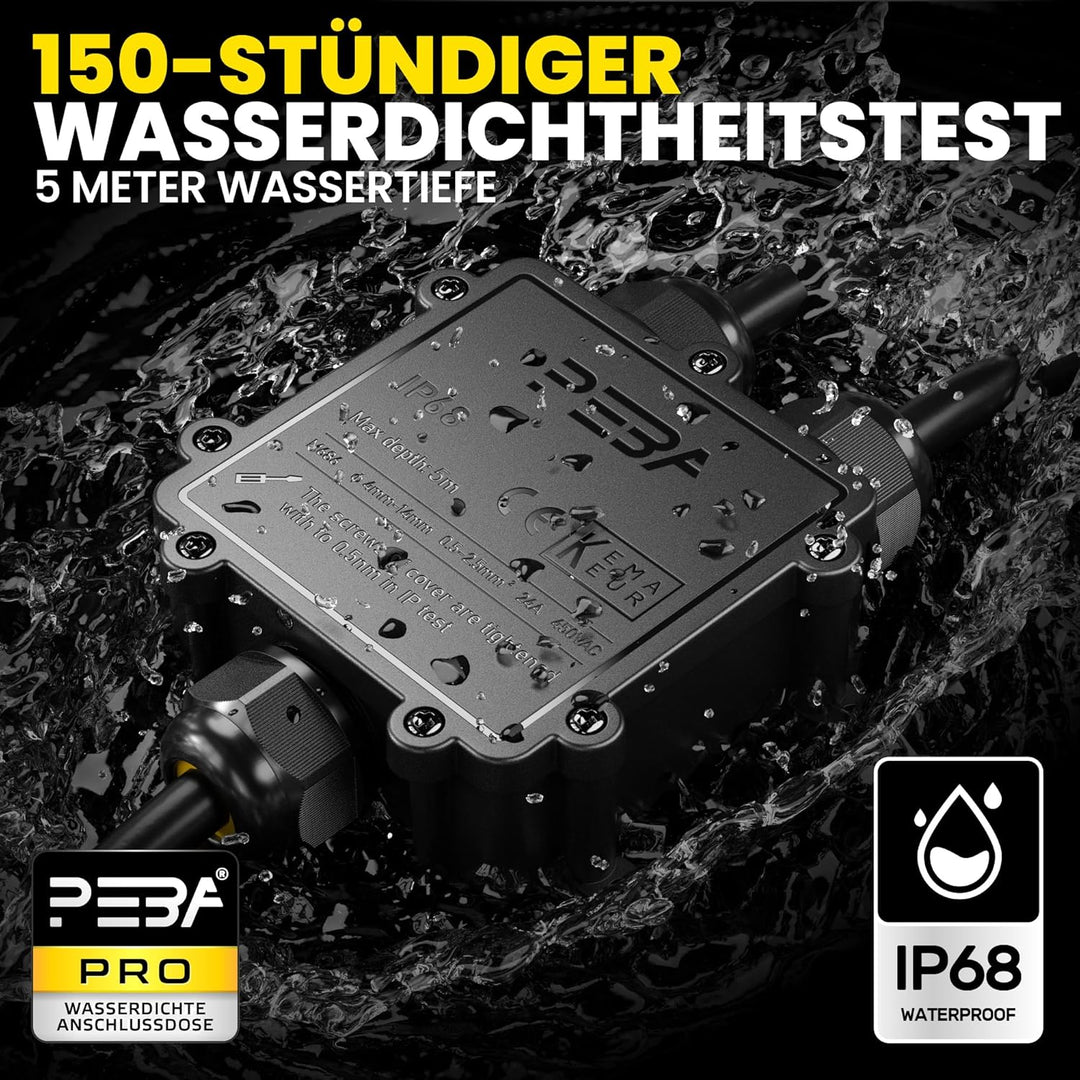 PEBA IP68 Wasserdichte Kabelanschlussdose, 3-Wege Outdoor Kabelverbinder, Abzweigdosen Wasserdicht V