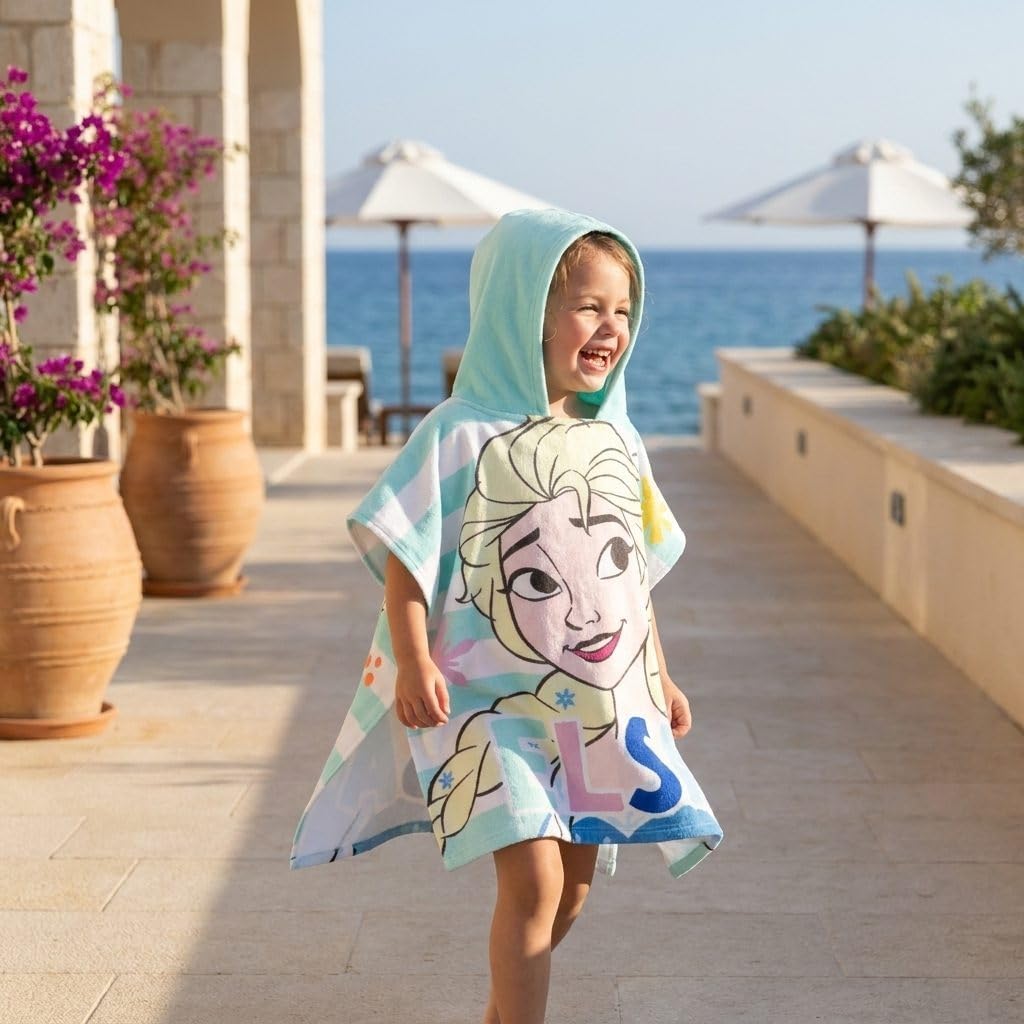 Frozen-Poncho für Jungen und Mädchen – Frozen-Kinderponcho mit Kapuze und schnelltrocknend, Kinderpo