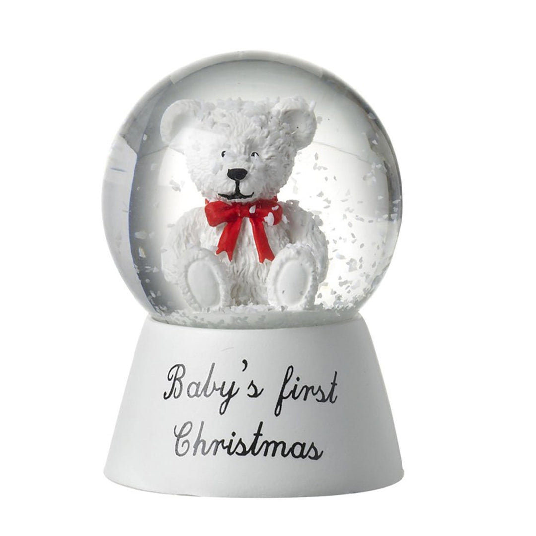 Baby 's 1st Christmas Snow Globe mit Weiss Teddy (6 cm)