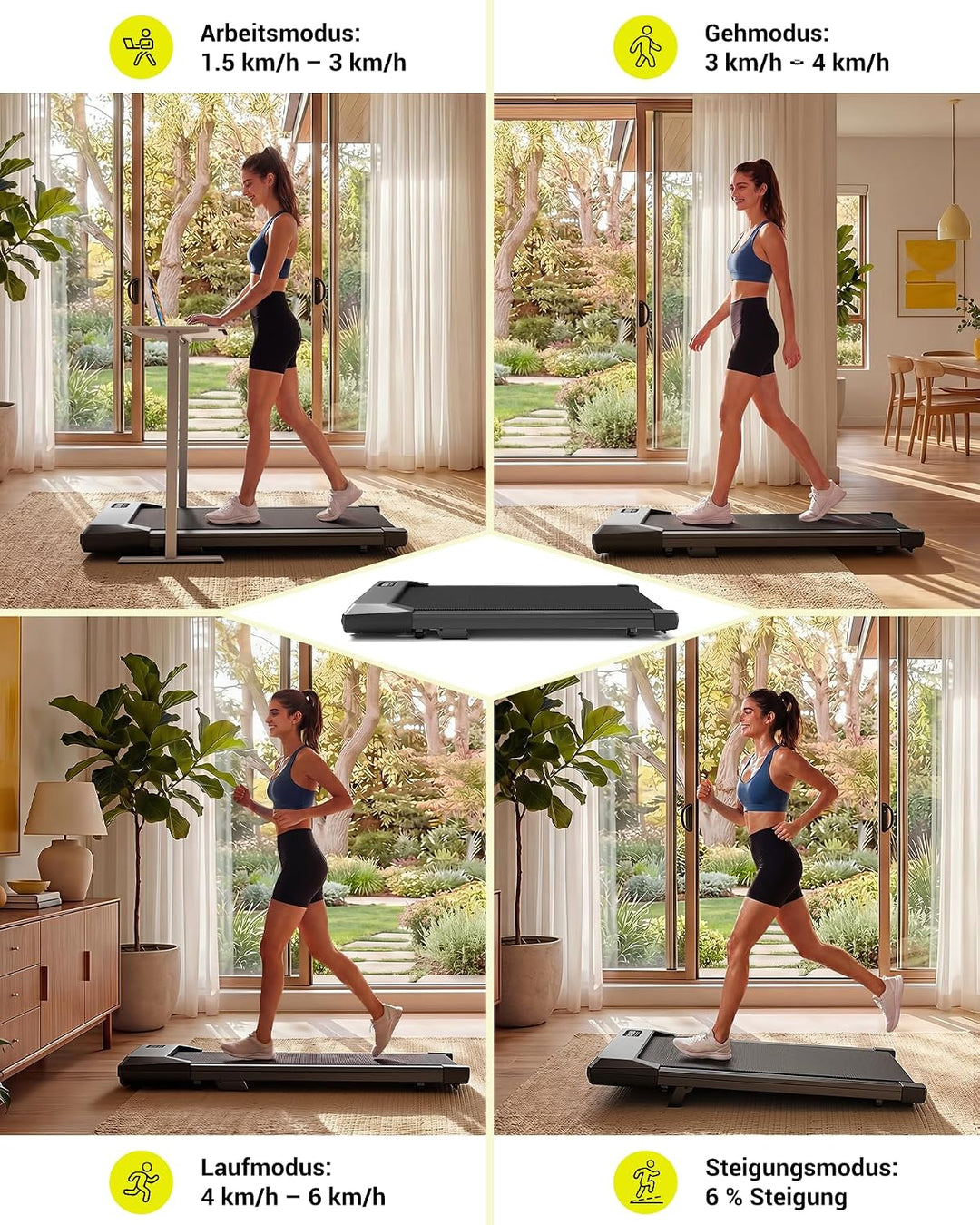 MJWW Raceable Walking Pad mit 6%-9% Steigung, 2.5/3.0 HP Klappbares Laufband für Zuhause &amp; Büro mit