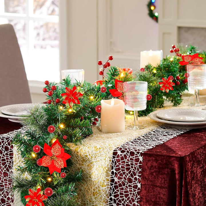 Tannengirlande mit Beleuchtung - 270cm Weihnachtsgirlande mit Beleuchtung 4m 30pcs Warmen LED Lichte