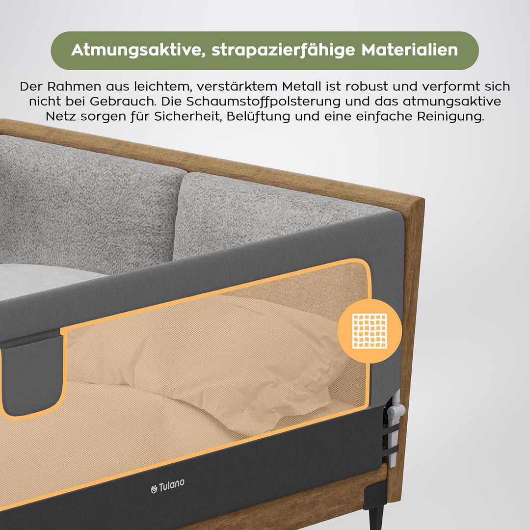 TULANO Cover 30 | Bettgitter 200 cm Bettschutzgitter Kinderbettgitter für Kinder | Klappbar 180° | G