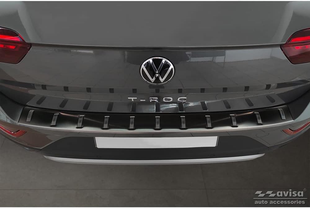 Avisa Schwarz Edelstahl Heckstossstangenschutz kompatibel mit Volkswagen T-ROC & T-ROC Cabrio 2017-2