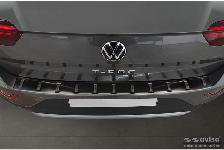 Avisa Schwarz Edelstahl Heckstossstangenschutz kompatibel mit Volkswagen T-ROC & T-ROC Cabrio 2017-2