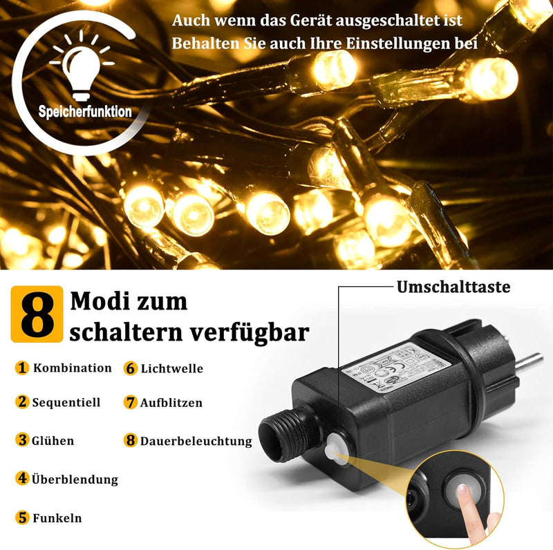 UISEBRT LED Lichternetz Lichterkette 6 x 4m Warmweiss Innen und Aussen Dekoration für Weihnachten Ho