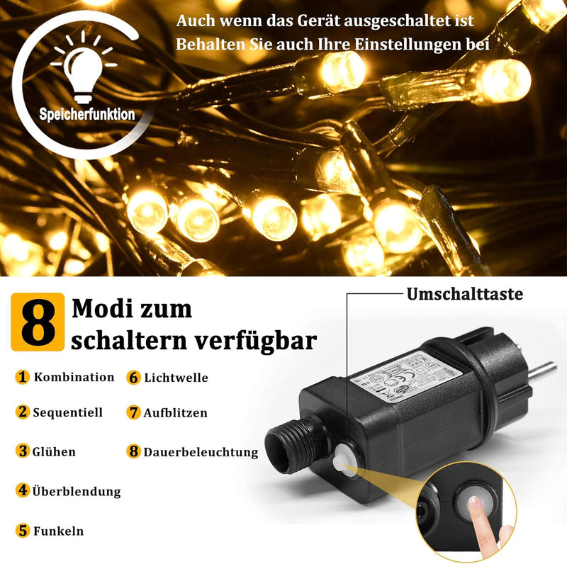 Aufun LED Lichternetz 6x4m 480LEDs Lichterkette Lichterkettennetz 8Modi Lichtervorhang mit Stecker f