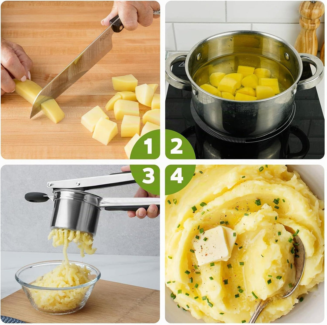 Kartoffelpresse Edelstahl Spagettieis Quetsche 450ml Spaghetti Eispresse mit 3 Austauschbare Sieb un