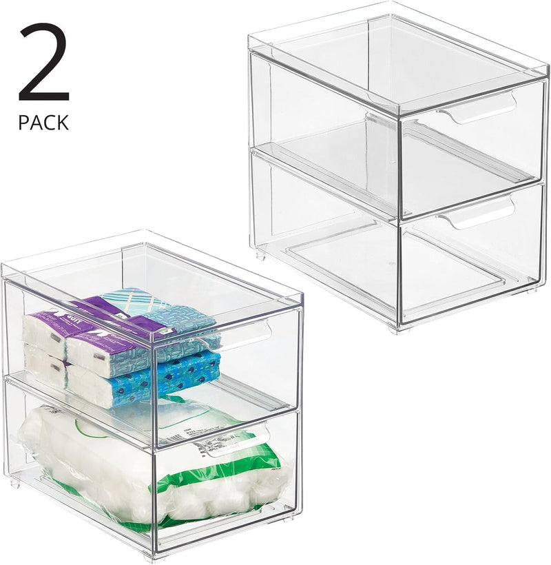 mDesign Aufbewahrungsbox mit Schublade – stabile Schubladenbox aus Kunststoff zur Schuhaufbewahrung