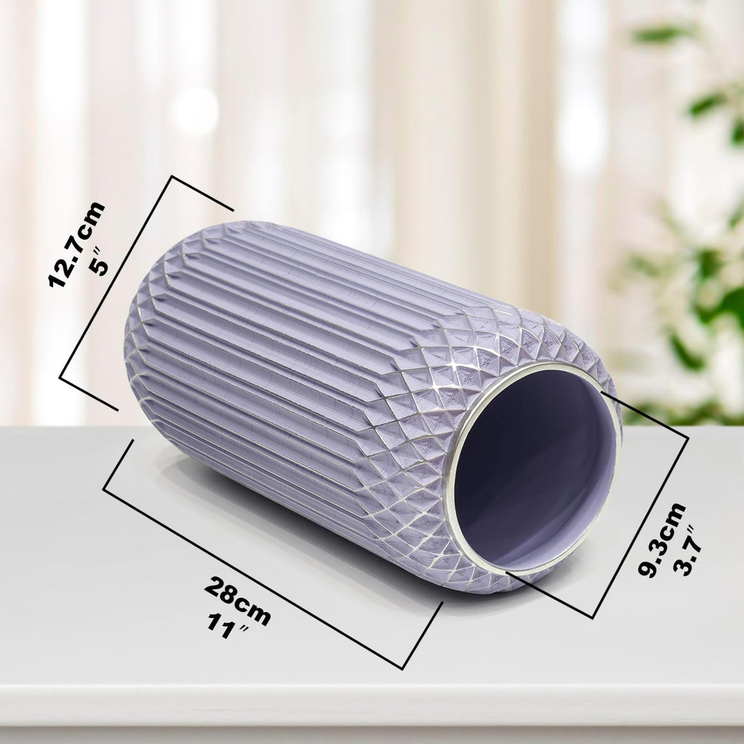 Suanti Dekorative Blumenvase (28 cm), Gross Lilac Silber Border Moderne Vase, Einzigartigen Formen V