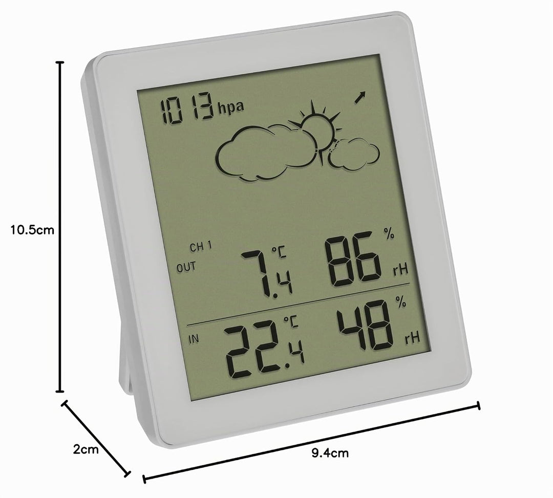 TFA Dostmann Wetterstation Funk Clear, 35.1168.02, mit Aussensensor, Temperatur und Luftfeuchtigkeit