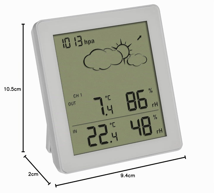 TFA Dostmann Wetterstation Funk Clear, 35.1168.02, mit Aussensensor, Temperatur und Luftfeuchtigkeit