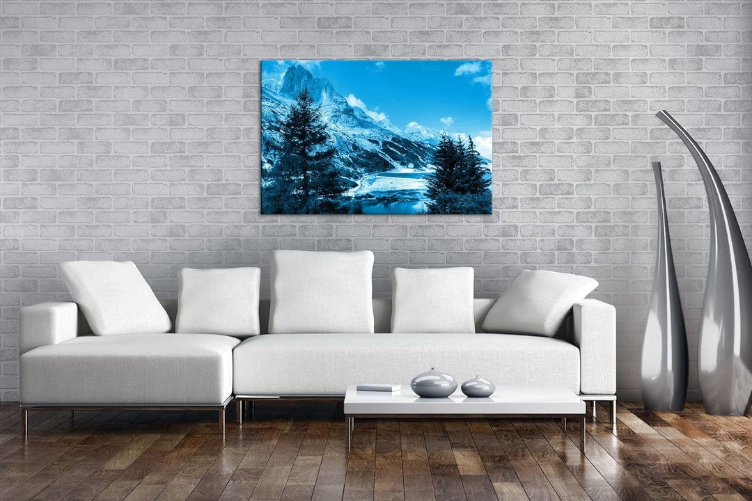 deyoli Berge in Südtirol Format: 60x40 Effekt: Monocrome Blau als Leinwandbild, Motiv fertig gerahmt