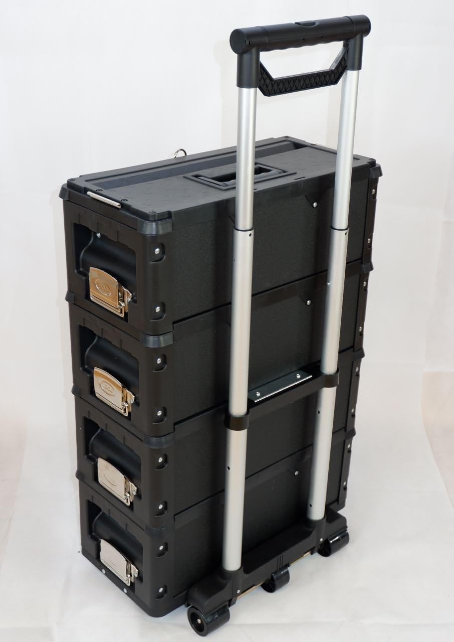 ALEOS. Metall Werkzeugtrolley Werkstattwagen XXL Type: B4-B BLACK EDITION schwarz mit Schubladenverr