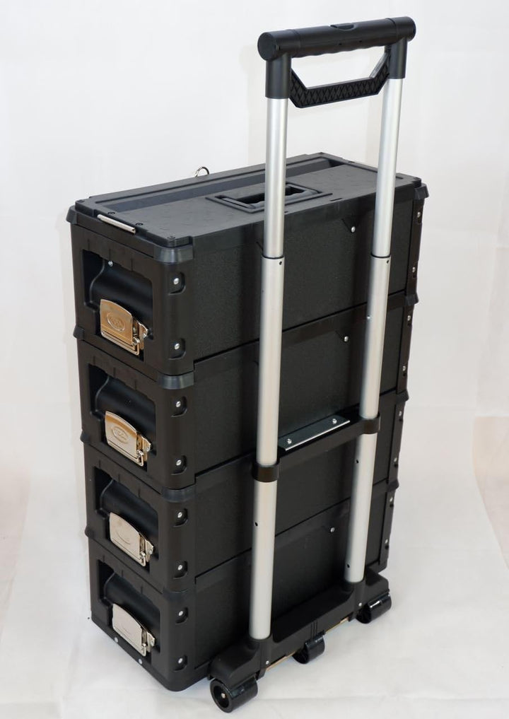 ALEOS. Metall Werkzeugtrolley Werkstattwagen XXL Type: B4-B BLACK EDITION schwarz mit Schubladenverr