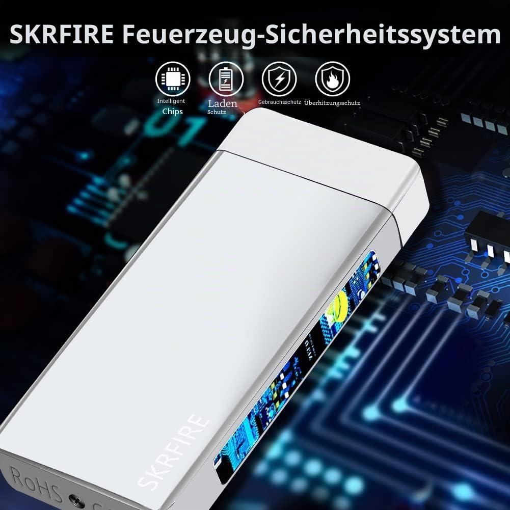 SKRFIRE Electric Lighter Windproof, Pulsed Flame Electric Lighter Plasma-Flame Arc Lighter Rechargea
