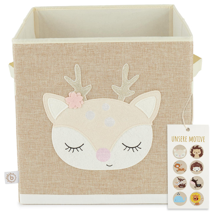 Bieco Aufbewahrungsbox Kinder | Reh Ella Motiv ca. 36L faltbar | Süsse Spielzeug Kiste für Kallax Re